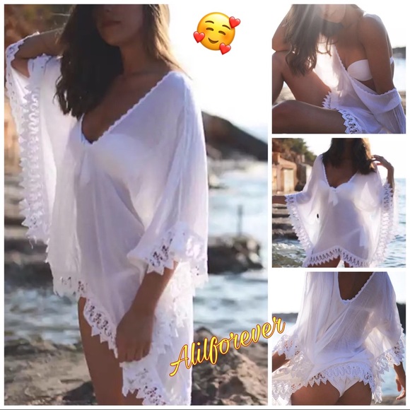 🦋White Chiffon Bikini Cover Up Beachwear - Picture 3 of 5